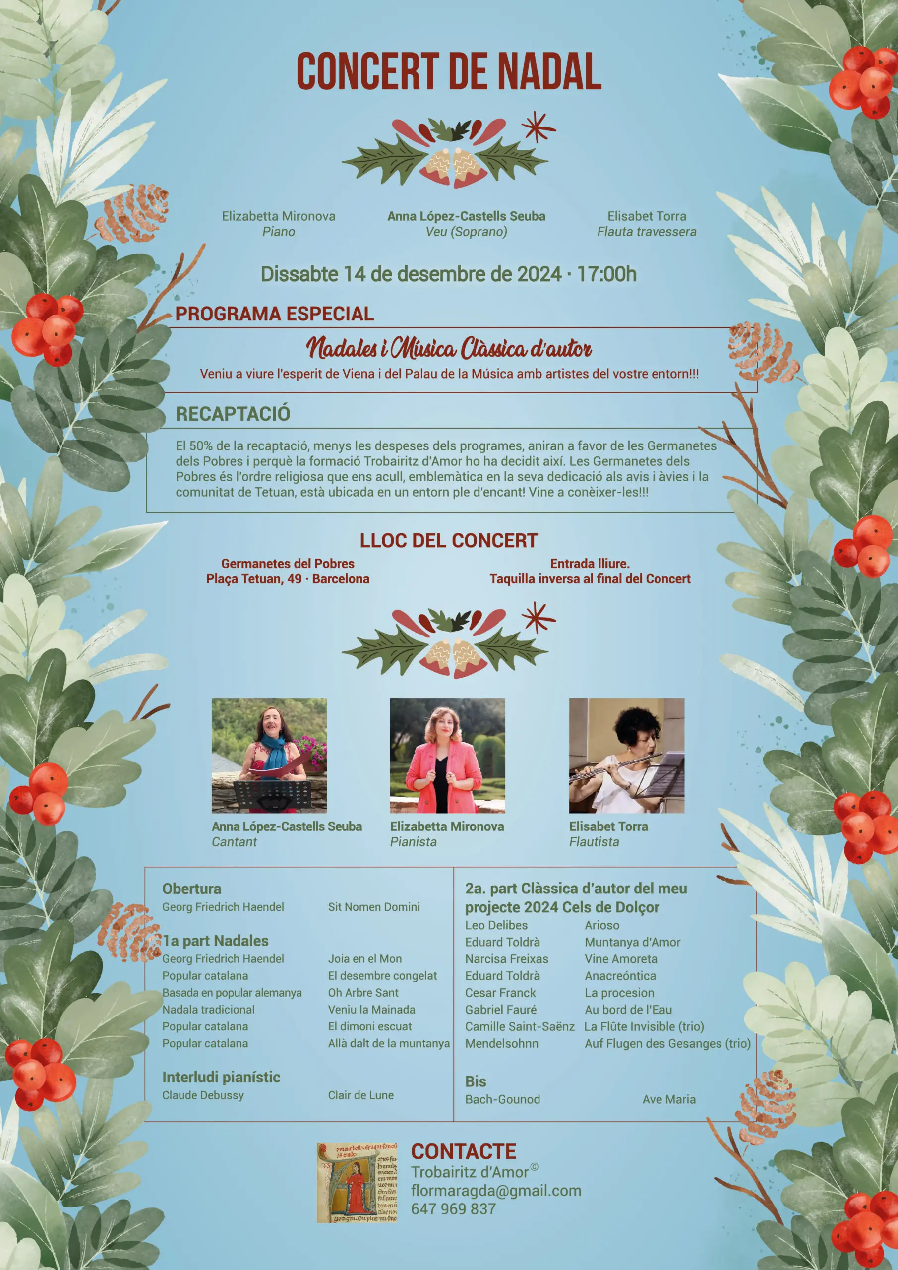 La soprano Anna López-Castells Seuba presenta a Barcelona el concert “Nadales i música clàssica d’autor”